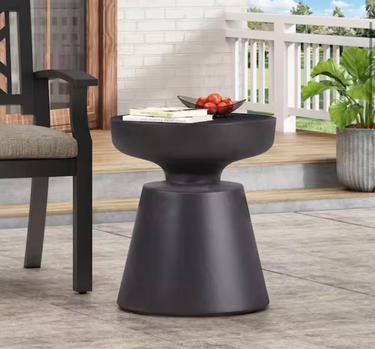 Olcott Antique Copper Stone Outdoor Patio Side Table