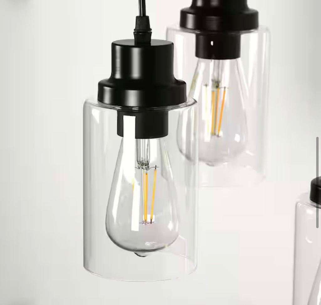3-Light Black Vintage Cluster Hanging Ceiling Pendant light