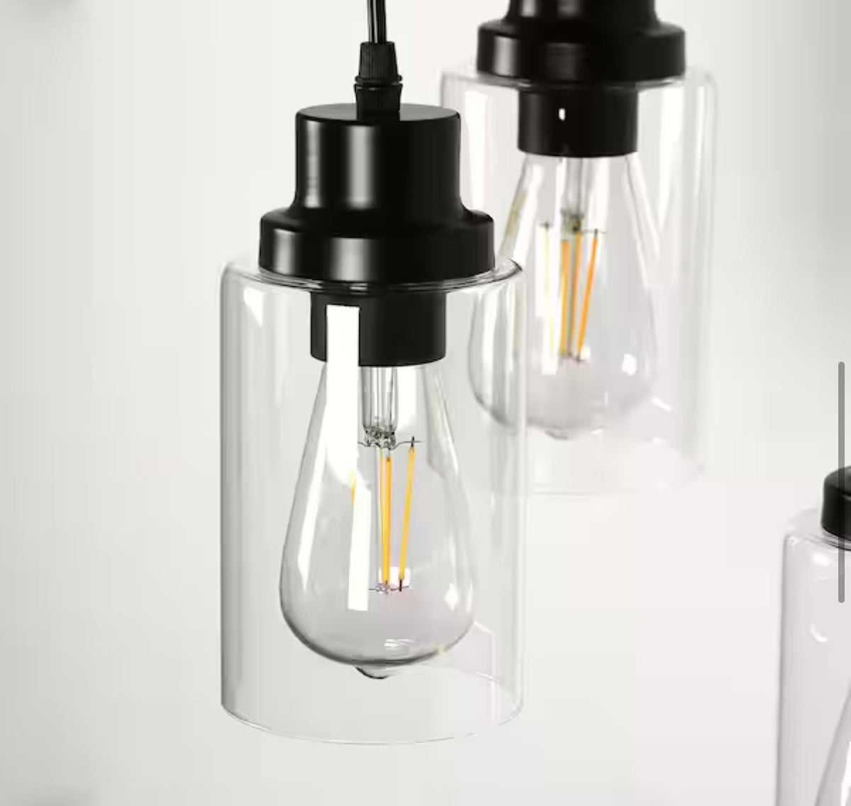 3-Light Black Vintage Cluster Hanging Ceiling Pendant light