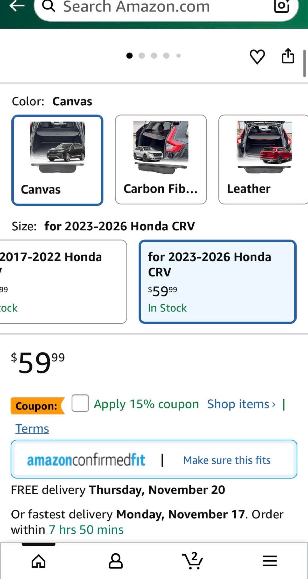 Cargo Cover for 2023-2025 2026 Honda CRV