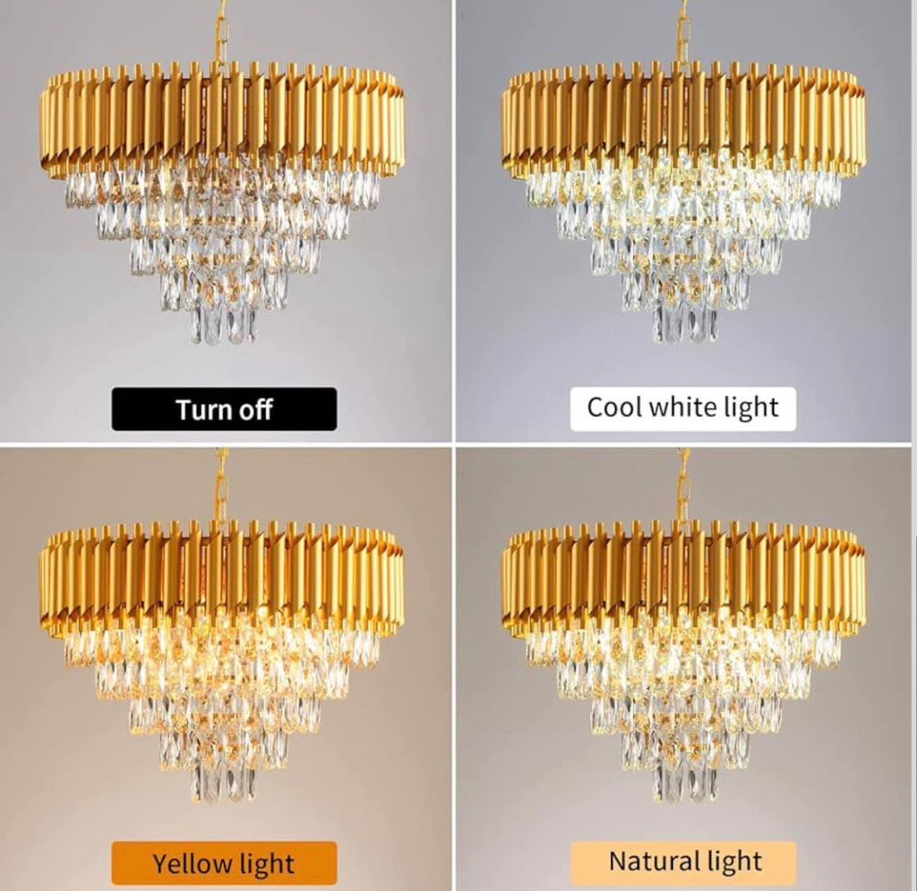 Modern Crystal Gold Chandelier 12 Lights