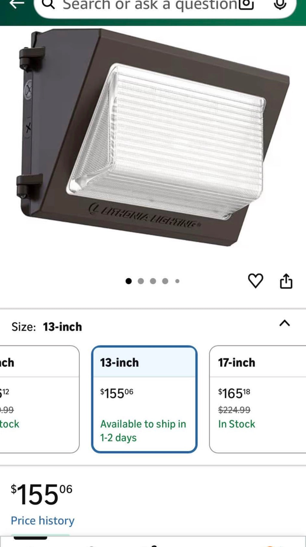 Lithonia Lighting Wall Pack Outdoor Light Fixture 13"