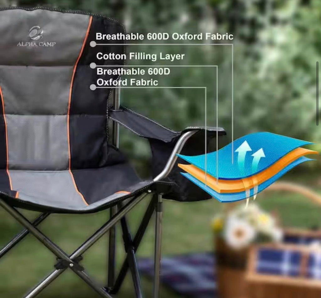 Oversized Folding Camping Chair With Cooler Bag