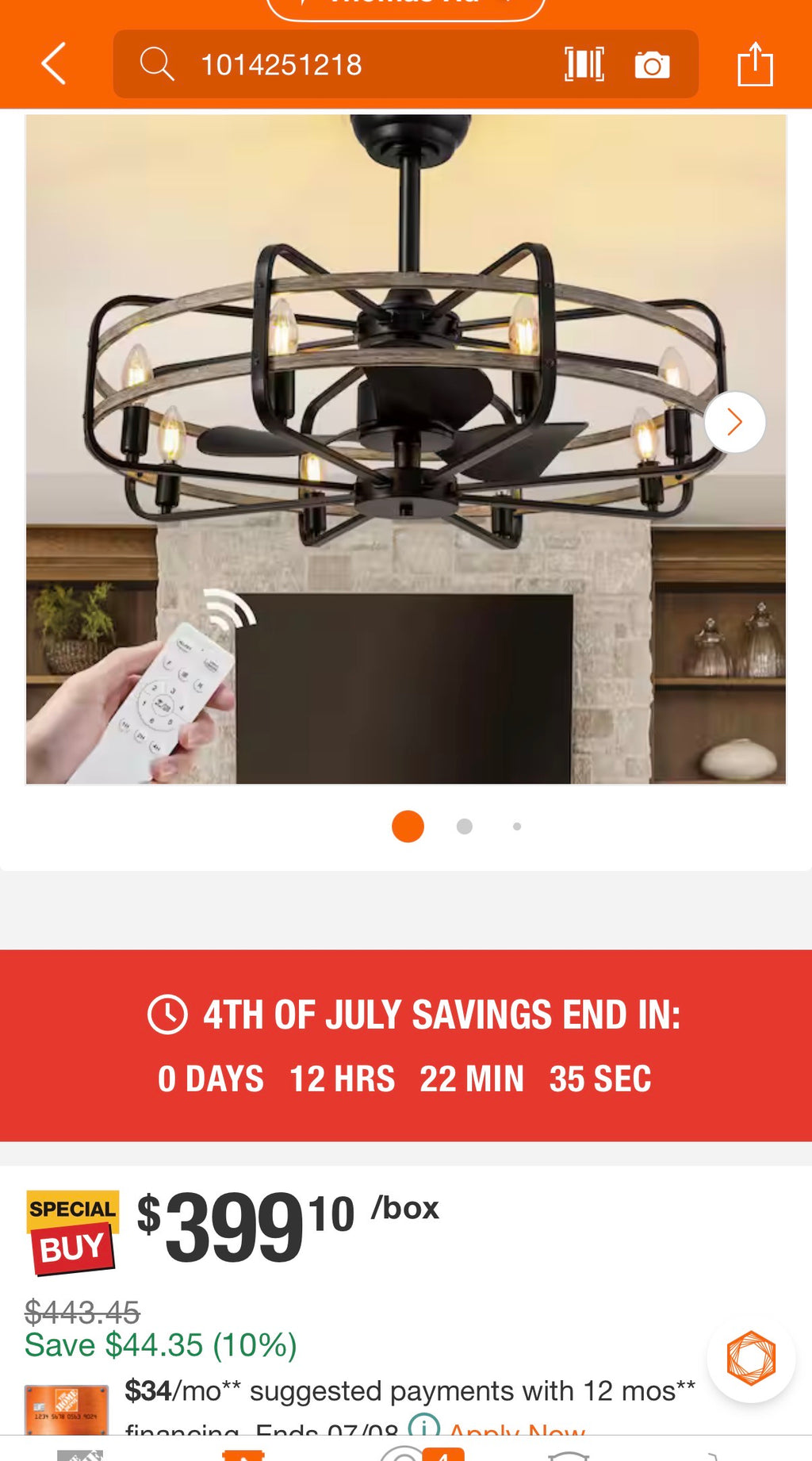 30 in. Black Caged Chandelier Ceiling Fan