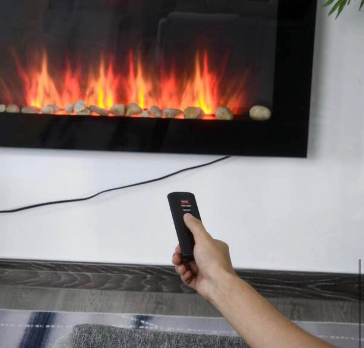 36 in. Electric Wall-Mounted Fireplace with Flame Effect