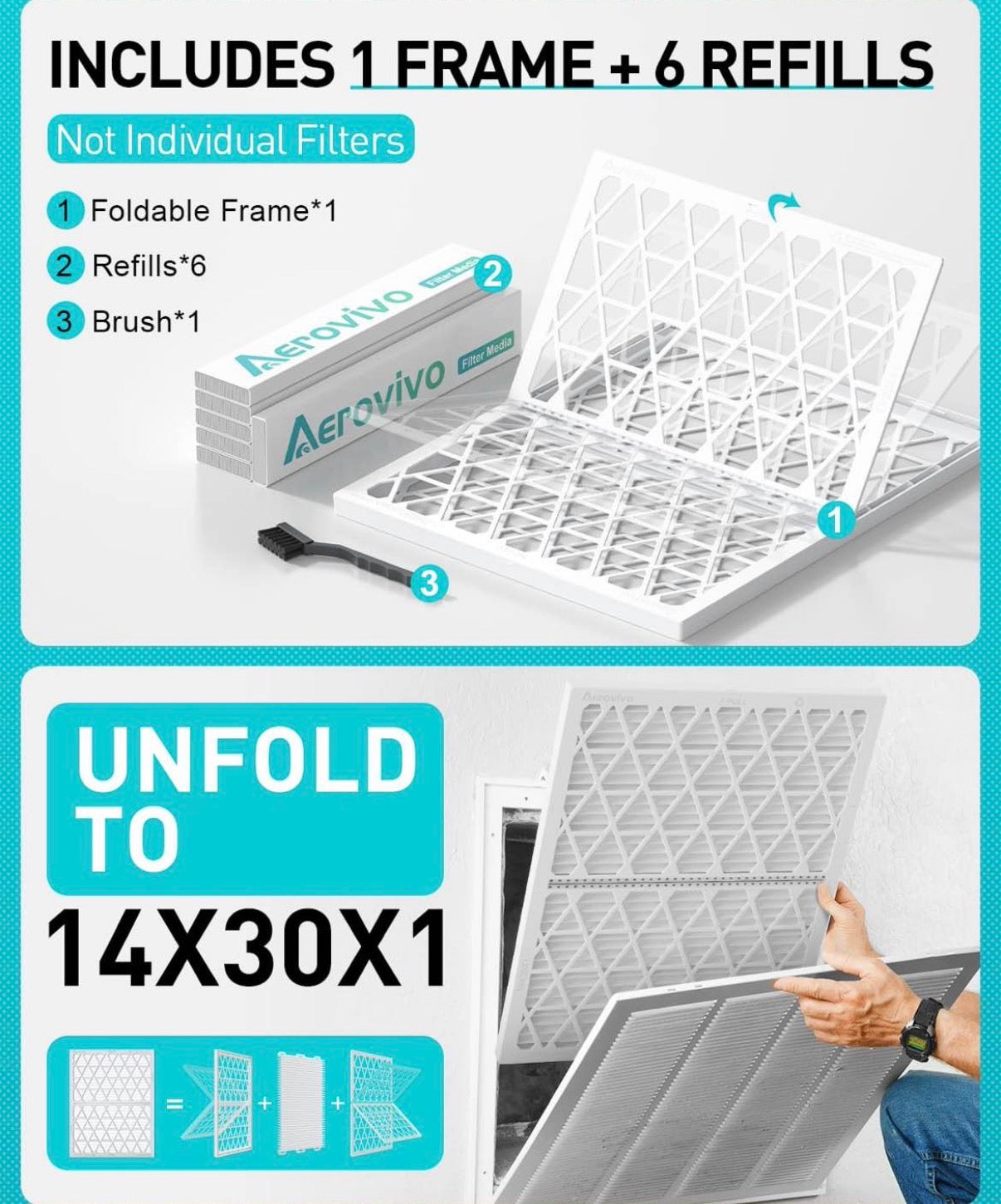 14x30x1 Refillable Air Filter Kit