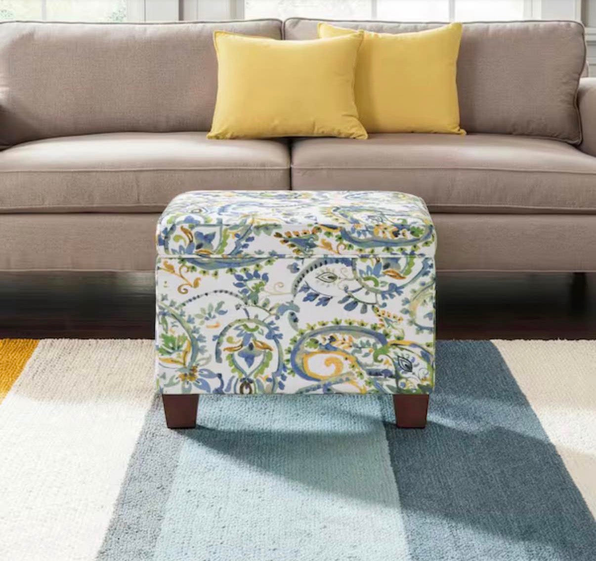 Madison Paisley Fabric Storage Ottoman