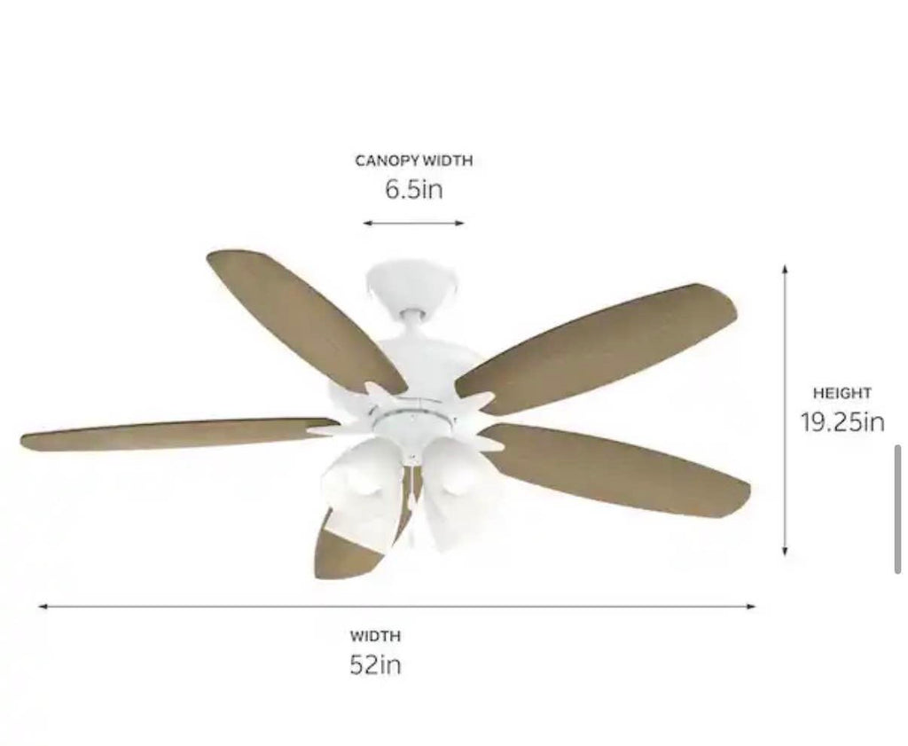 52 in. Indoor White Dual Mount Ceiling Fan
