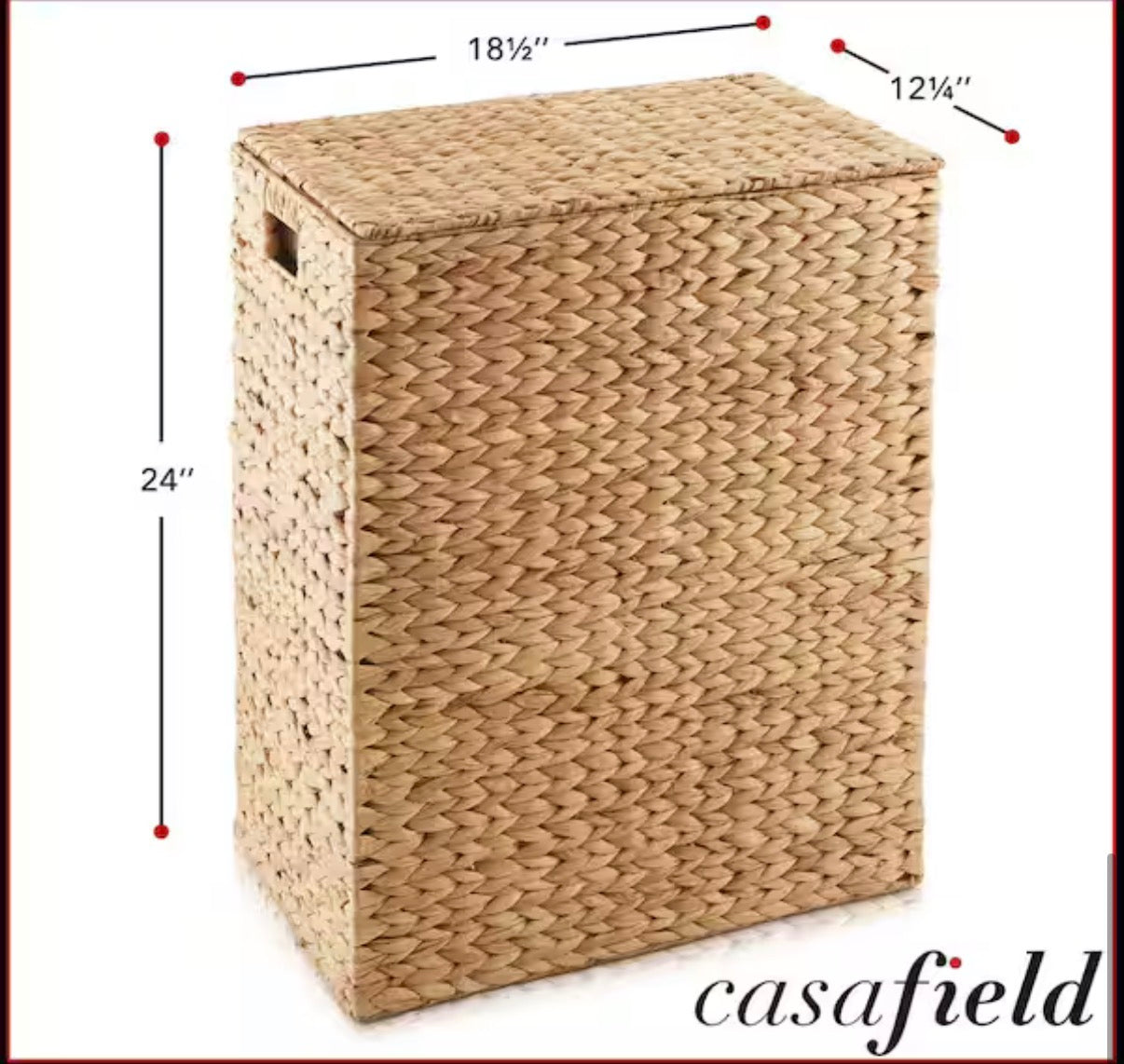 Woven Water Hyacinth Laundry Hamper with Lid