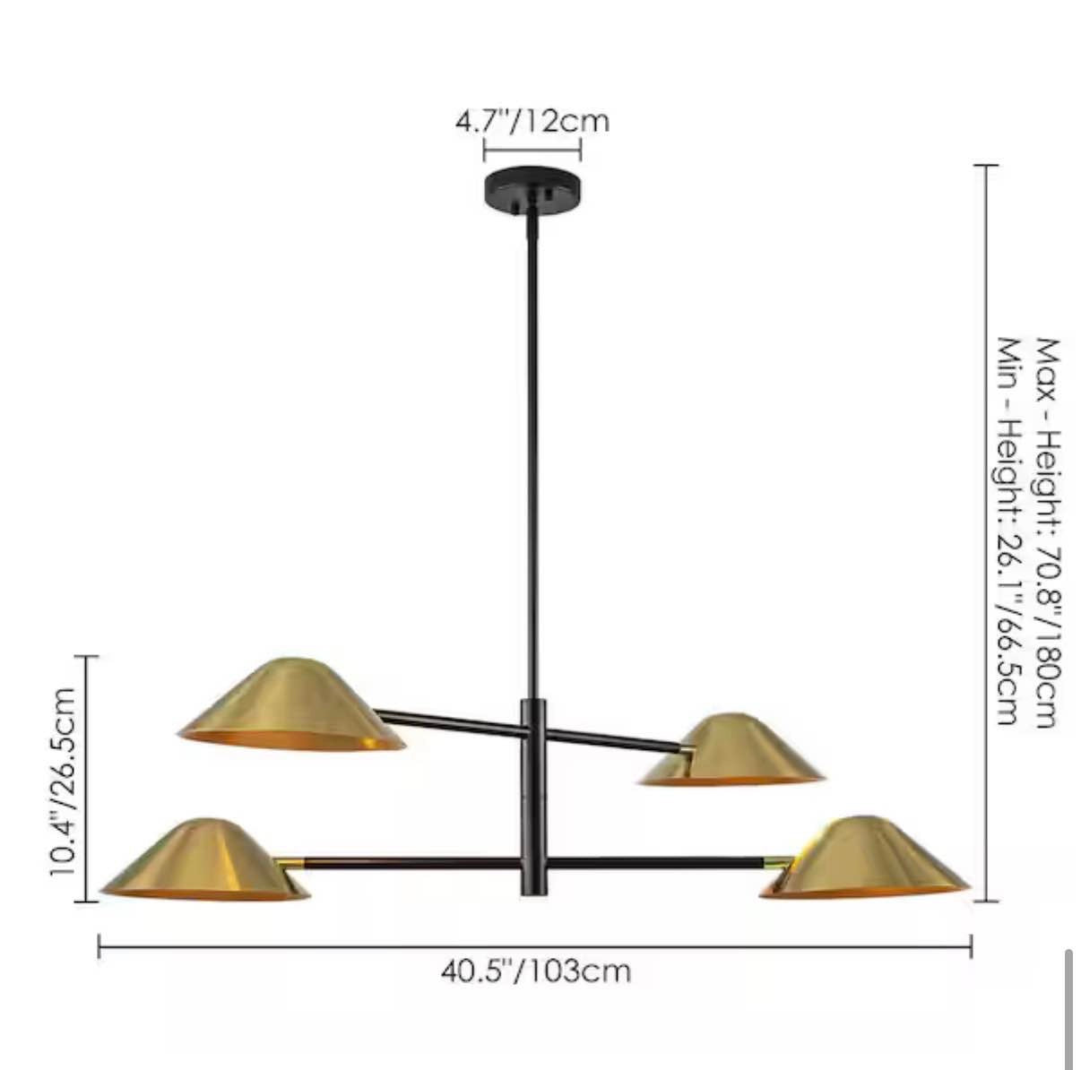 Gainell 4-Light Modern Industrial Gold Linear Sputnik Chandelier