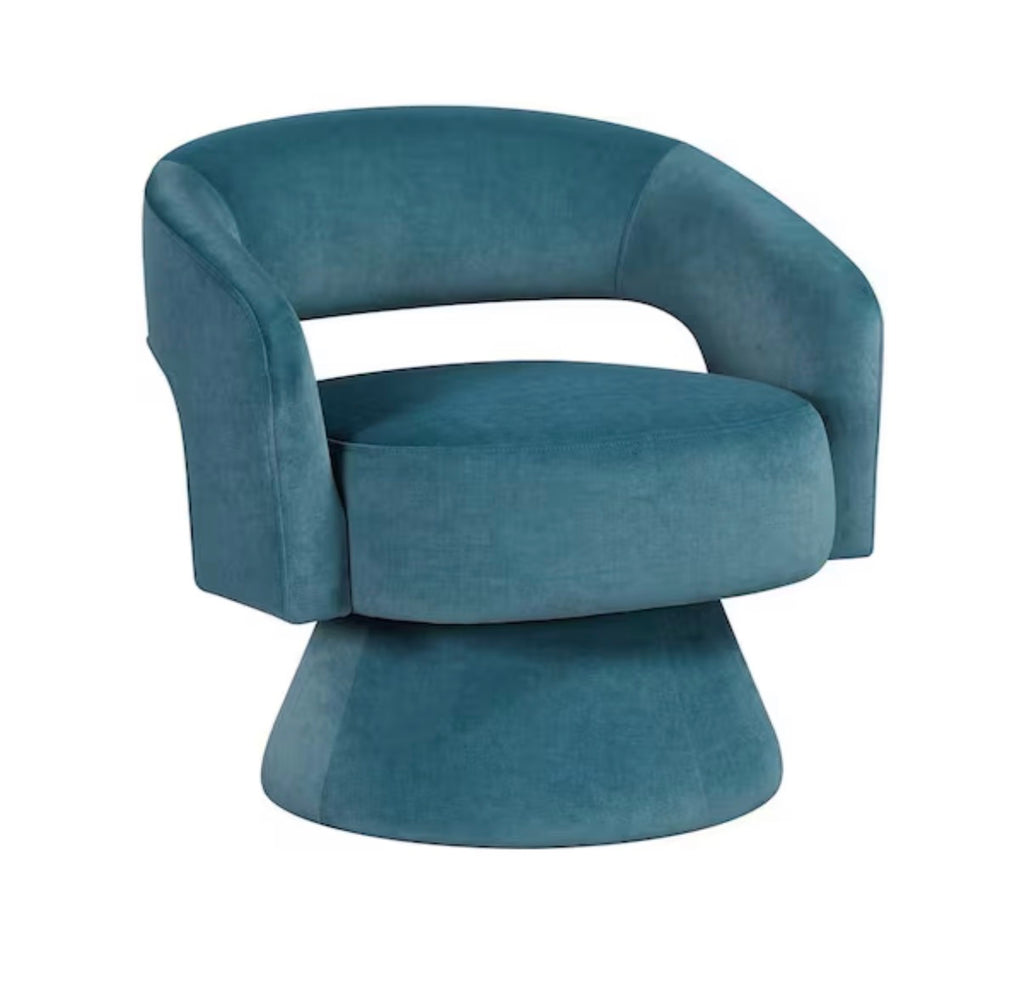 Laurie Dark Teal Velvet Upholstery Swivel Arm Chair