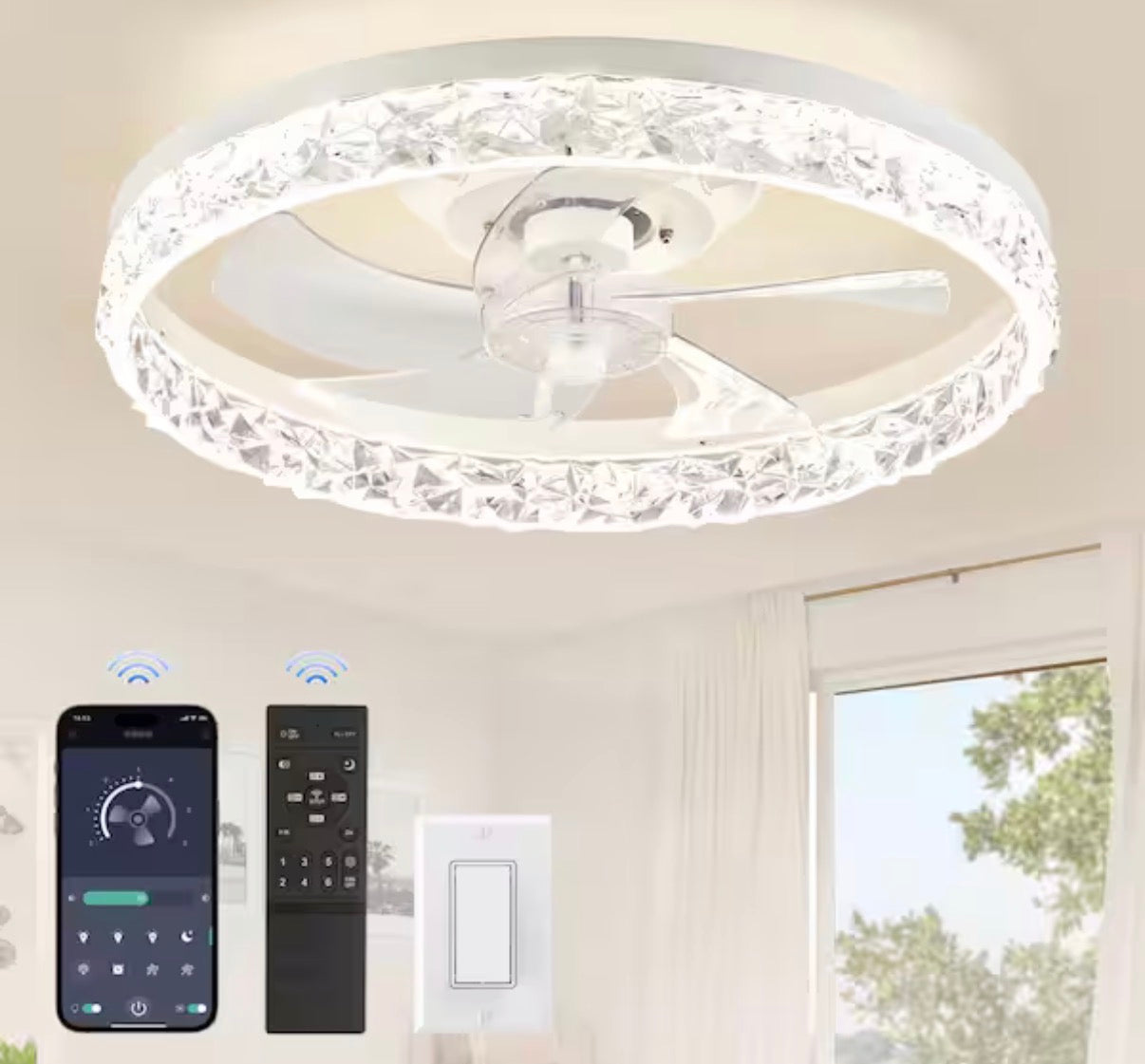 20 in. Smart Flush Mount Color Changing LED Ceiling Fan