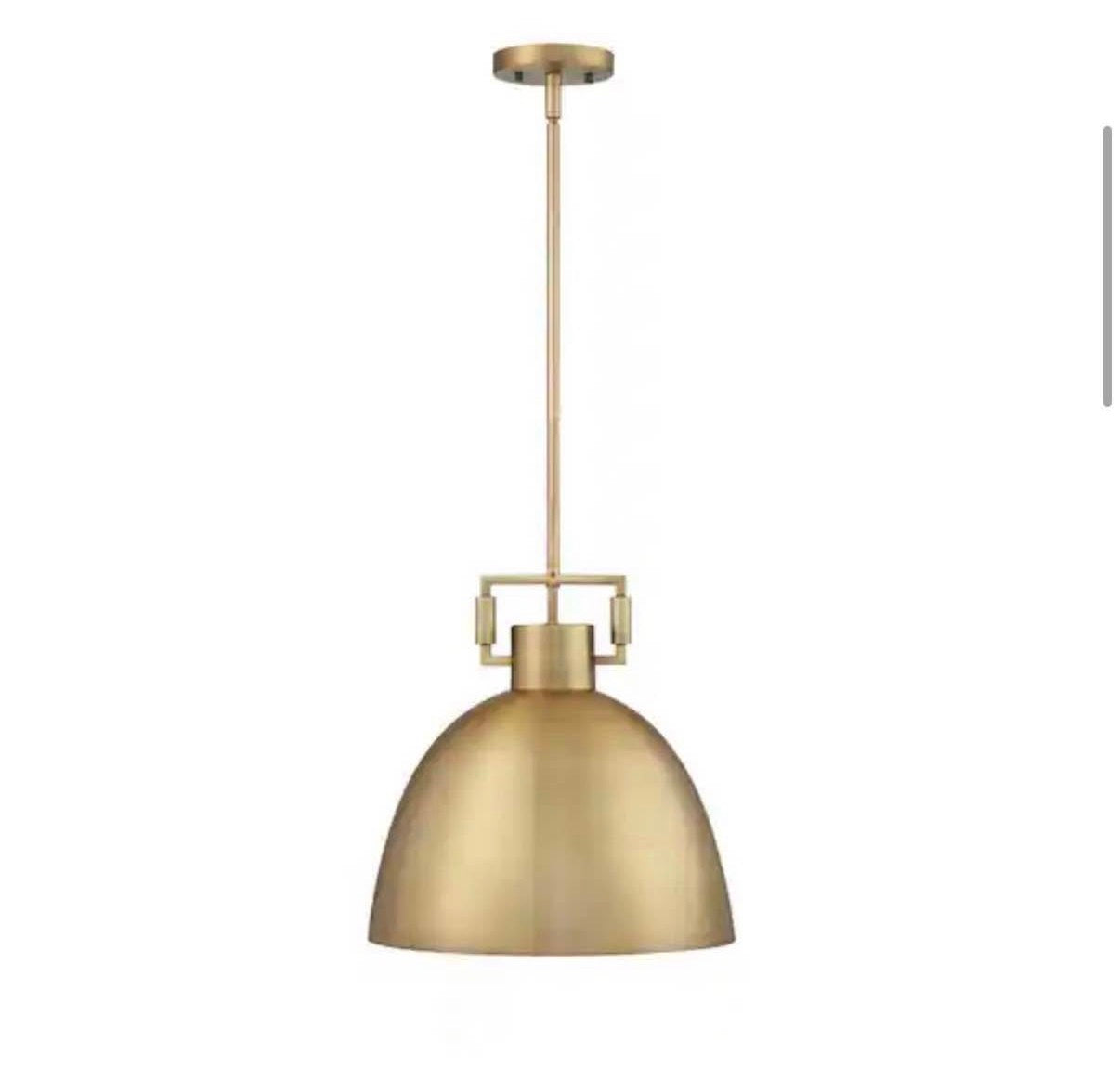 Antiqued Brass Shaded Pendant Light