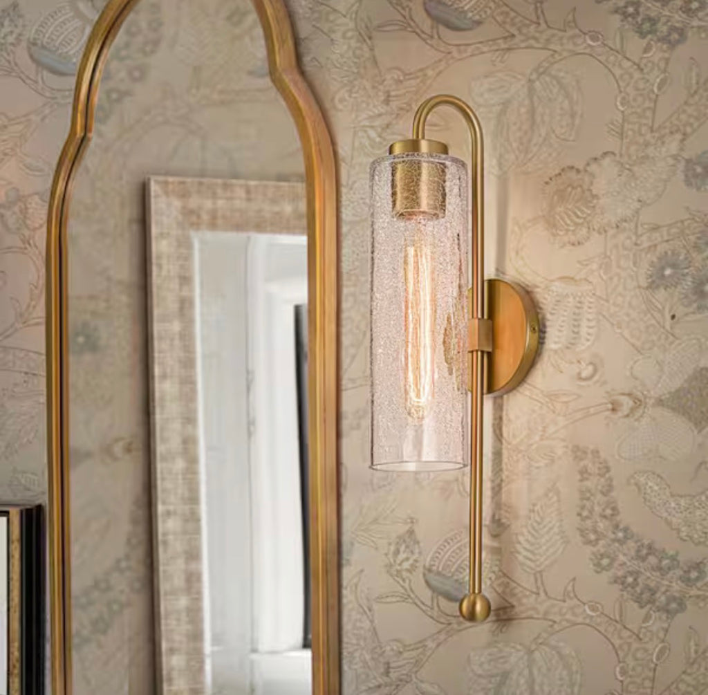 Miraletto 1-Light Cylinder Brushed Gold Wall Sconce