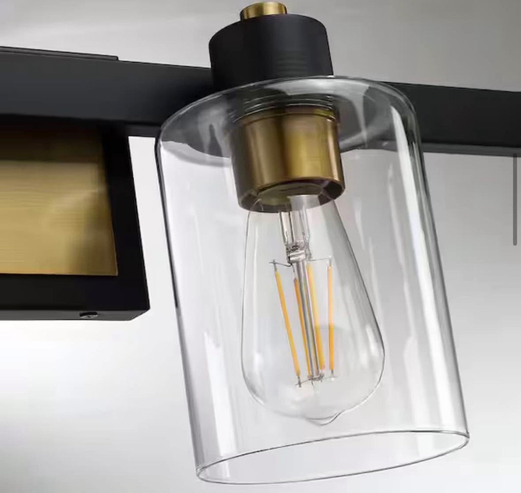 50 in. 6-Light Matte Black and Gold Bathroom Vanity Light