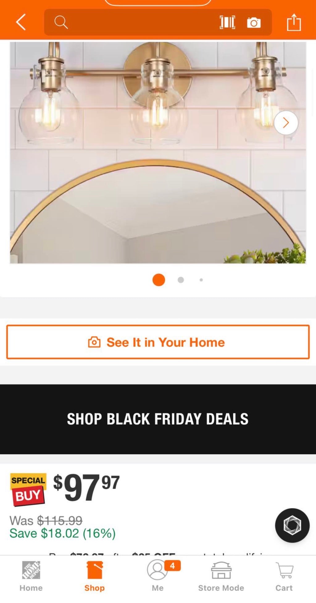 22 Inches 3-Light Gold Bathroom Vanity Light