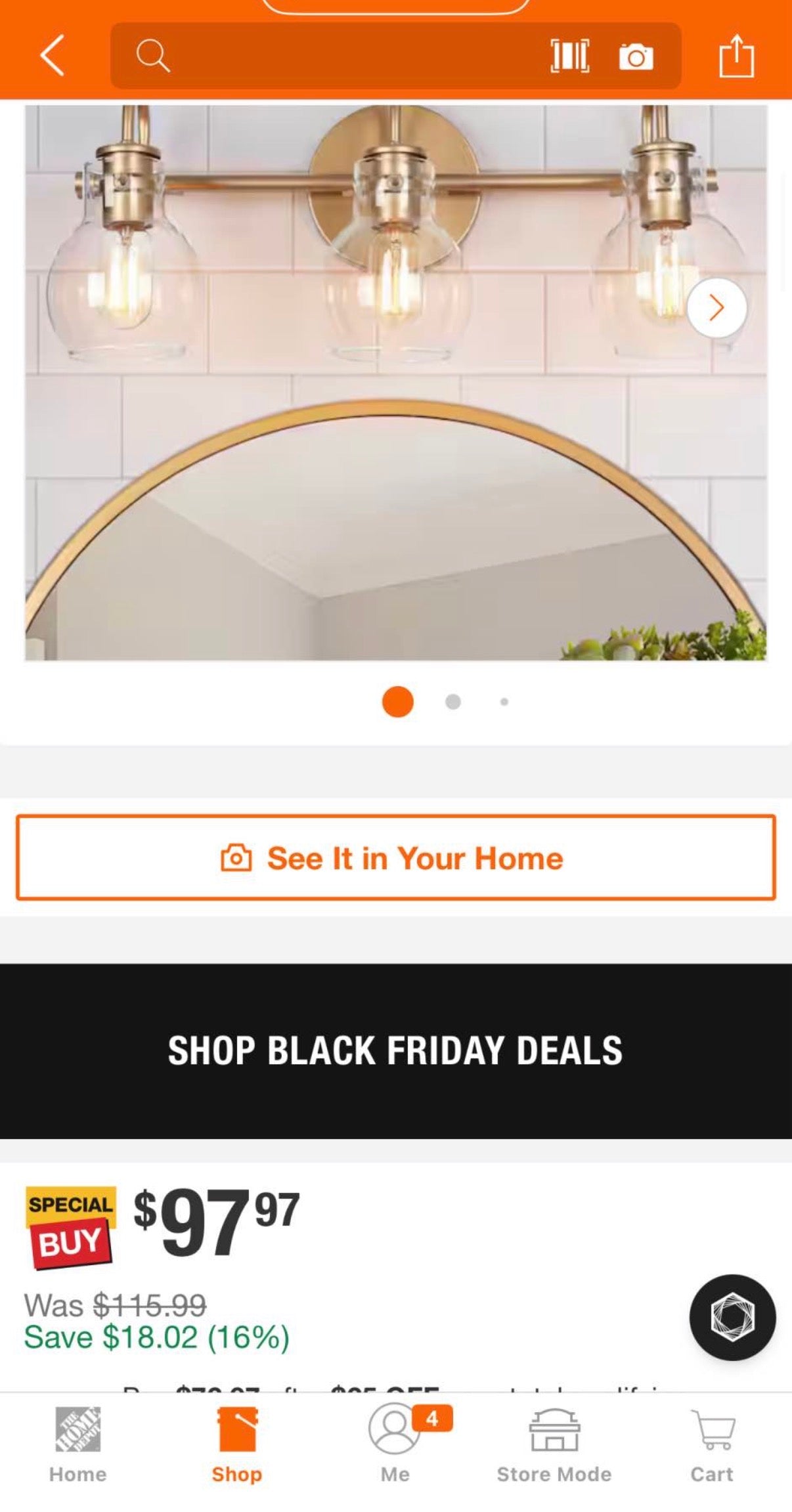 22 Inches 3-Light Gold Bathroom Vanity Light