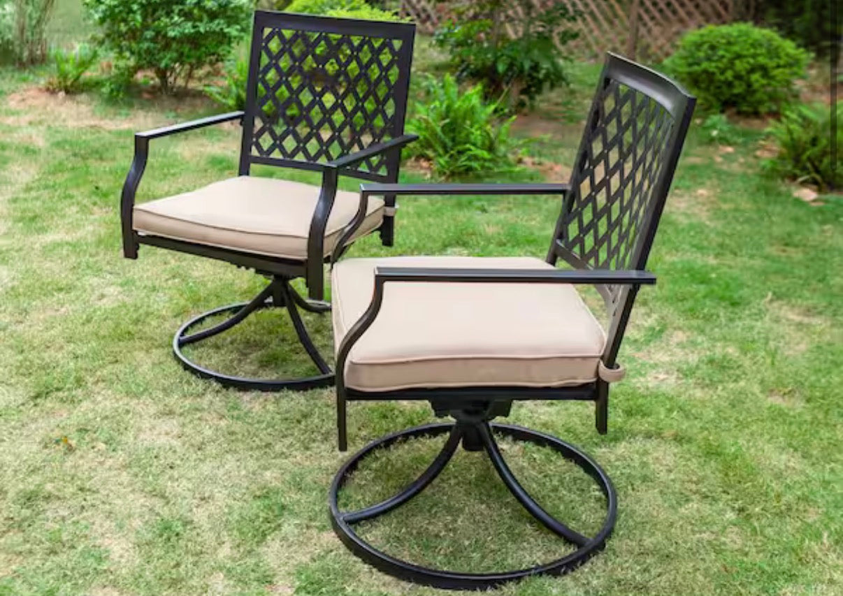 Outdoor Dining Swivel Chair with Beige Cushion (4-Pack)