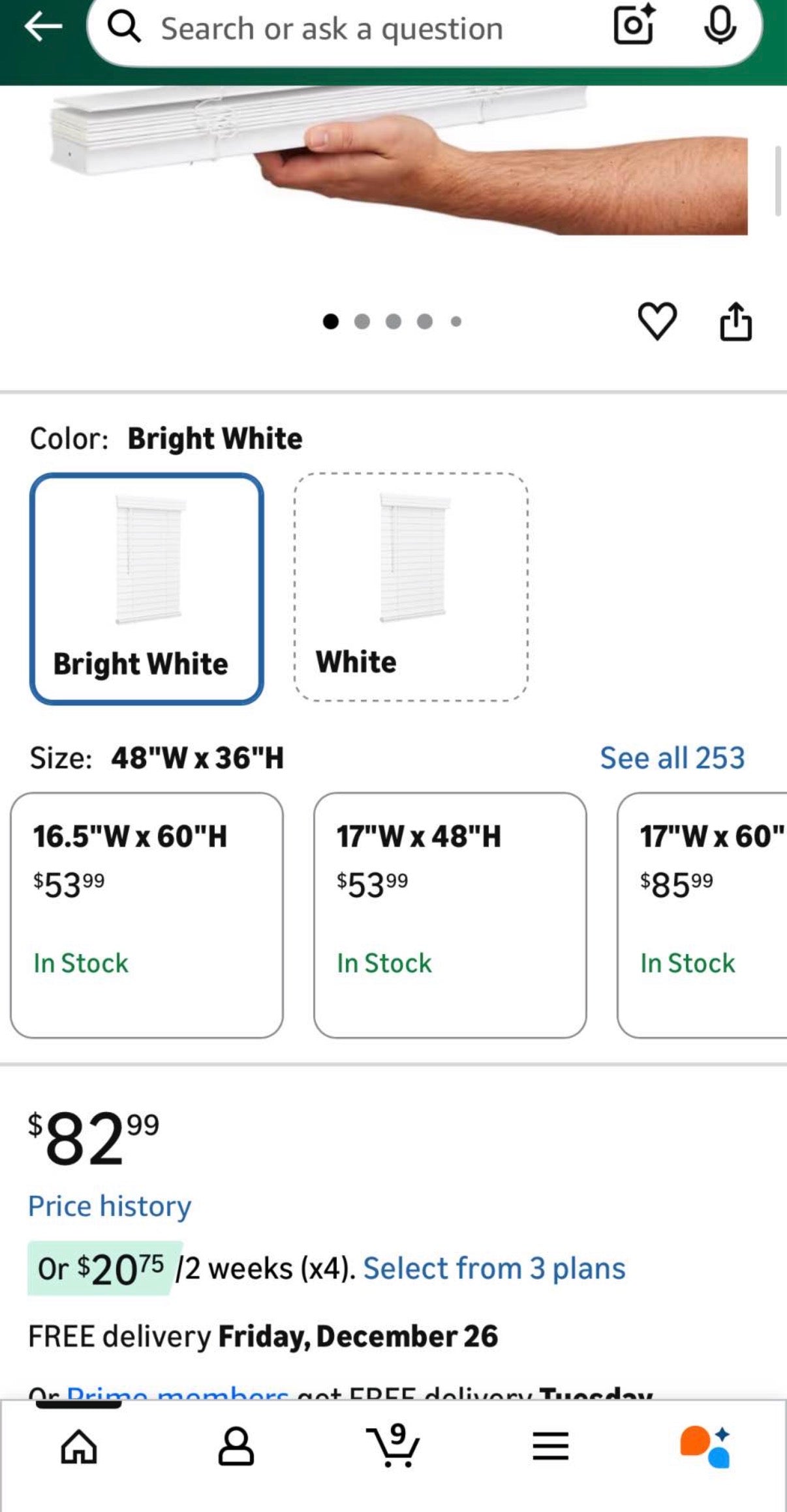 48" Wide x 36" Long, Window Blinds