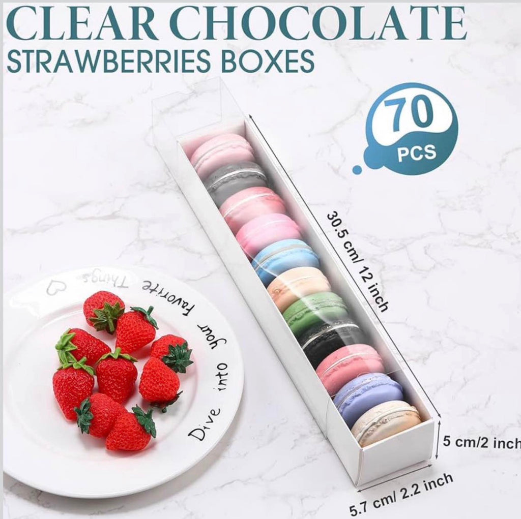 70 Pack Chocolate Strawberry Macaron Boxes  for Wedding Birthday Party