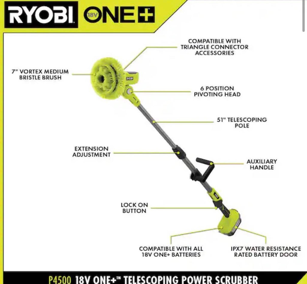 ONE+ 18V Cordless Telescoping Power Scrubber (Tool Only)
