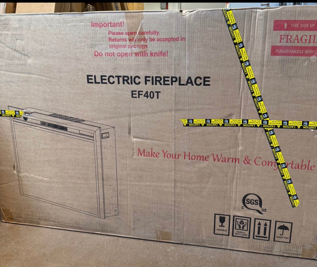 43 in. Classic Brick Background LED Touch Recessed Wall Electric Fireplace