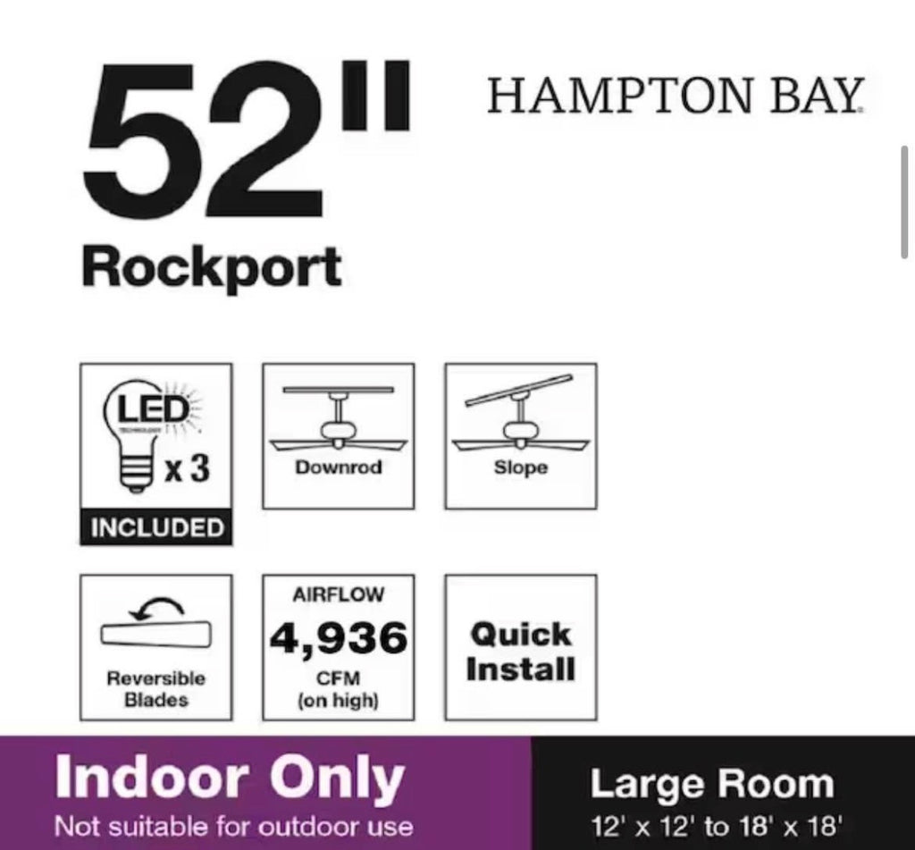 Rockport 52 in Indoor LED White Ceiling Fan
