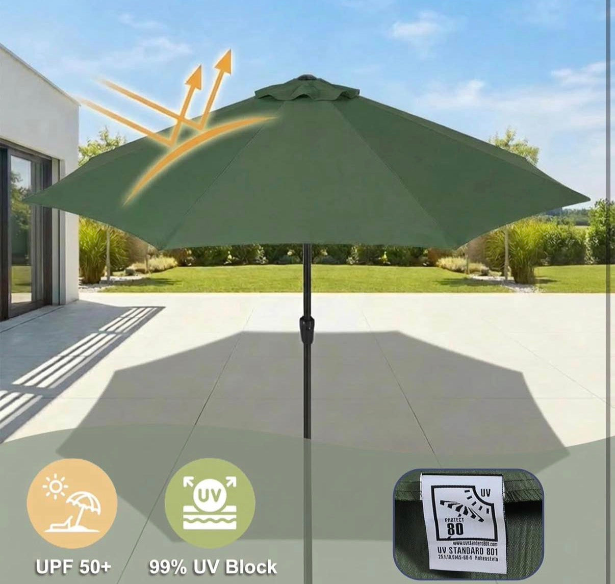 Patio Umbrella Replacement Canopy for 9 ft 8 Ribs