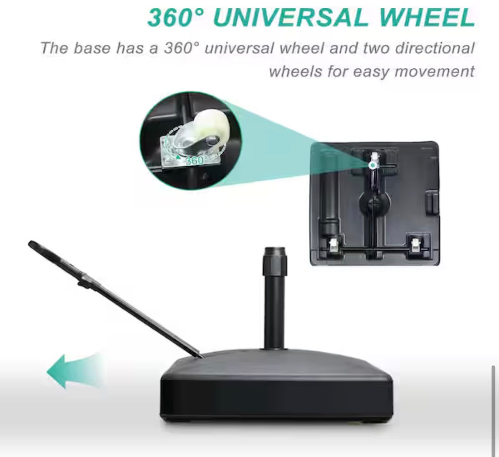 100 lbs. Plastic Patio Umbrella Base with Wheels