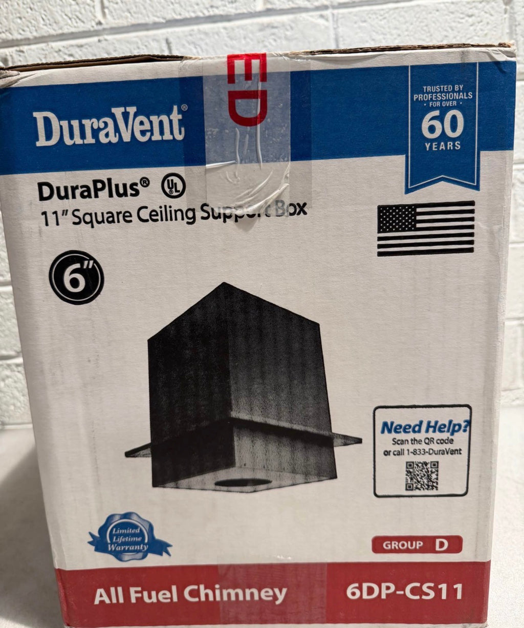 11” Duraplus Square Ceiling Support Box For Chimney 6”