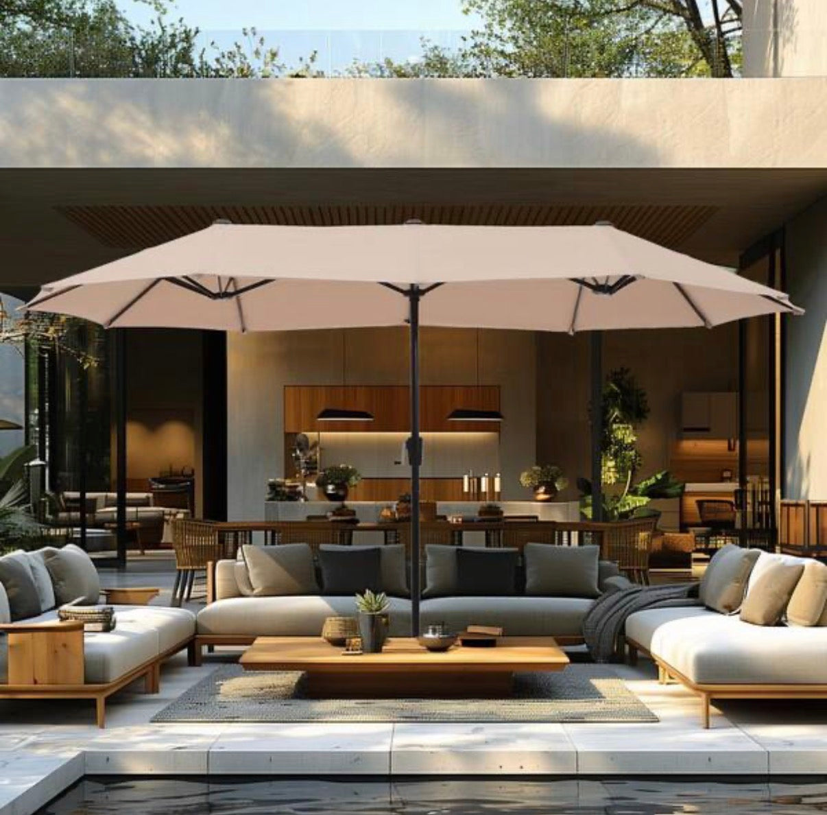 13 ft. Market Patio Umbrella 2-Side in Beige