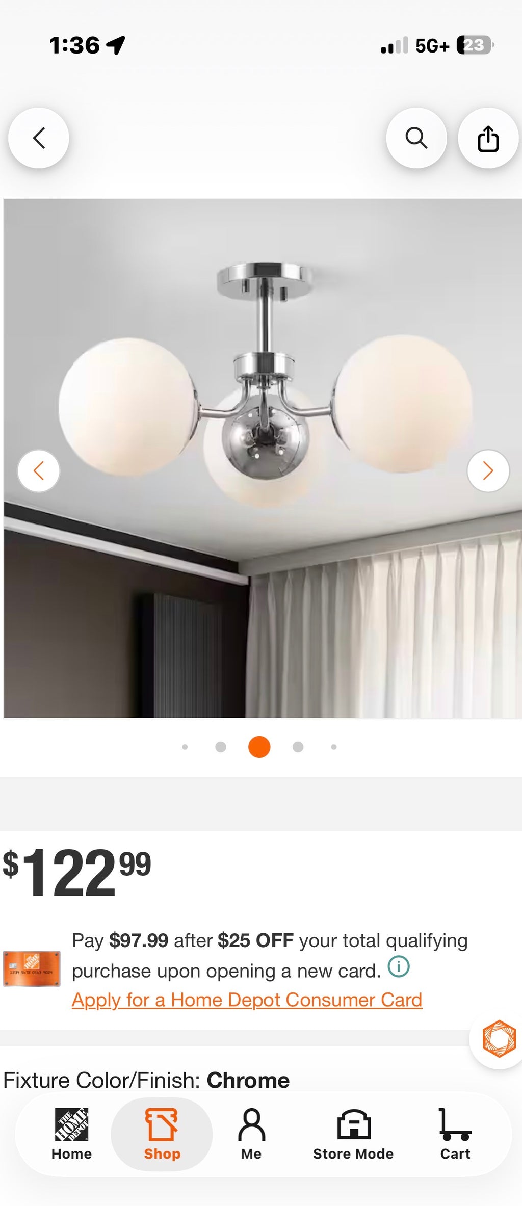 Olivier French bistro style Bohemian LED Semi Flush light
