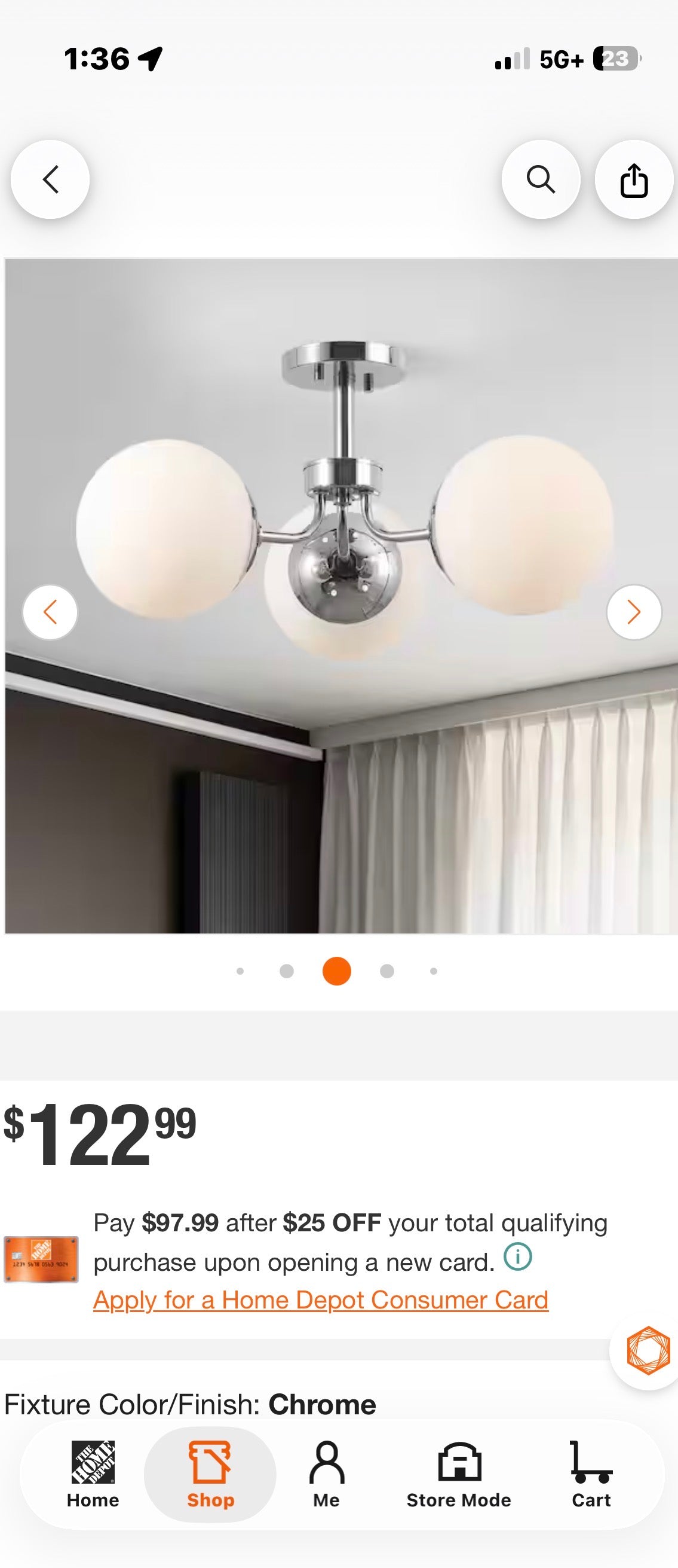 Olivier French bistro style Bohemian LED Semi Flush light