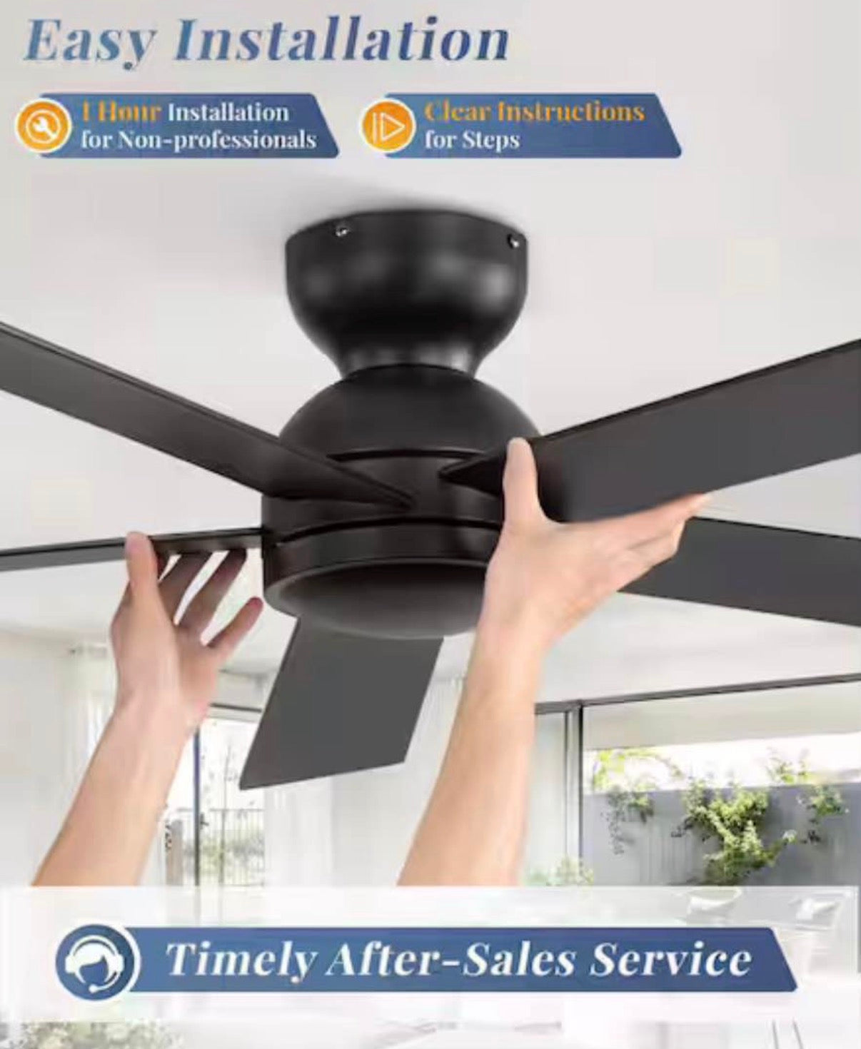 48 in. Indoor/Covered Outdoor Low Profile Ceiling Fan without Light