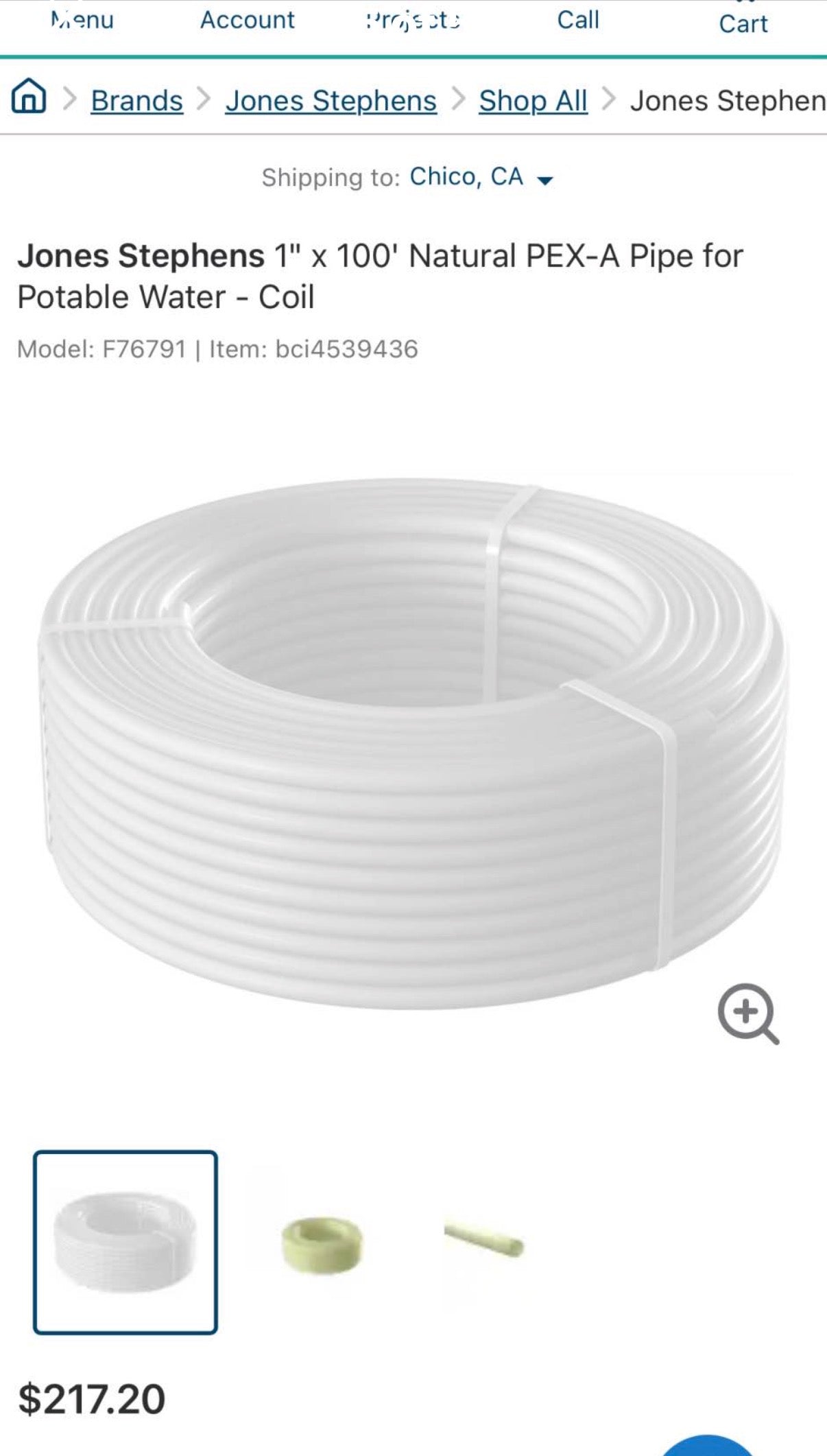 Jones Stephens 1" x 100' Natural PEX-A Pipe for Potable Water - Coil
