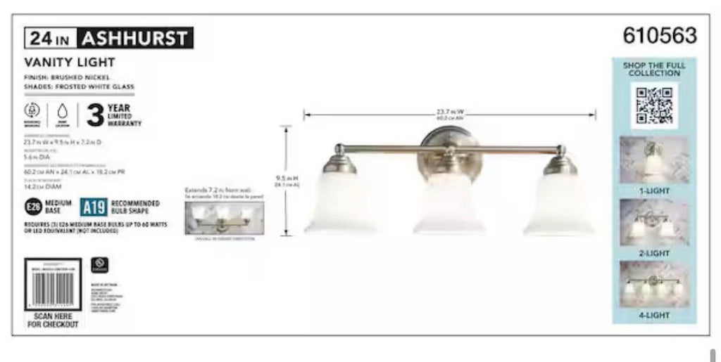 3-Light Brushed Nickel Vanity Light