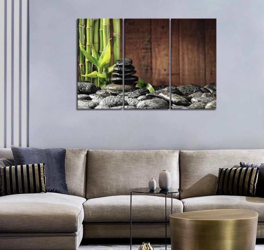 Wall Art Bamboo Canvas Green Spa Wooden Background