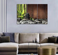 Wall Art Bamboo Canvas Green Spa Wooden Background