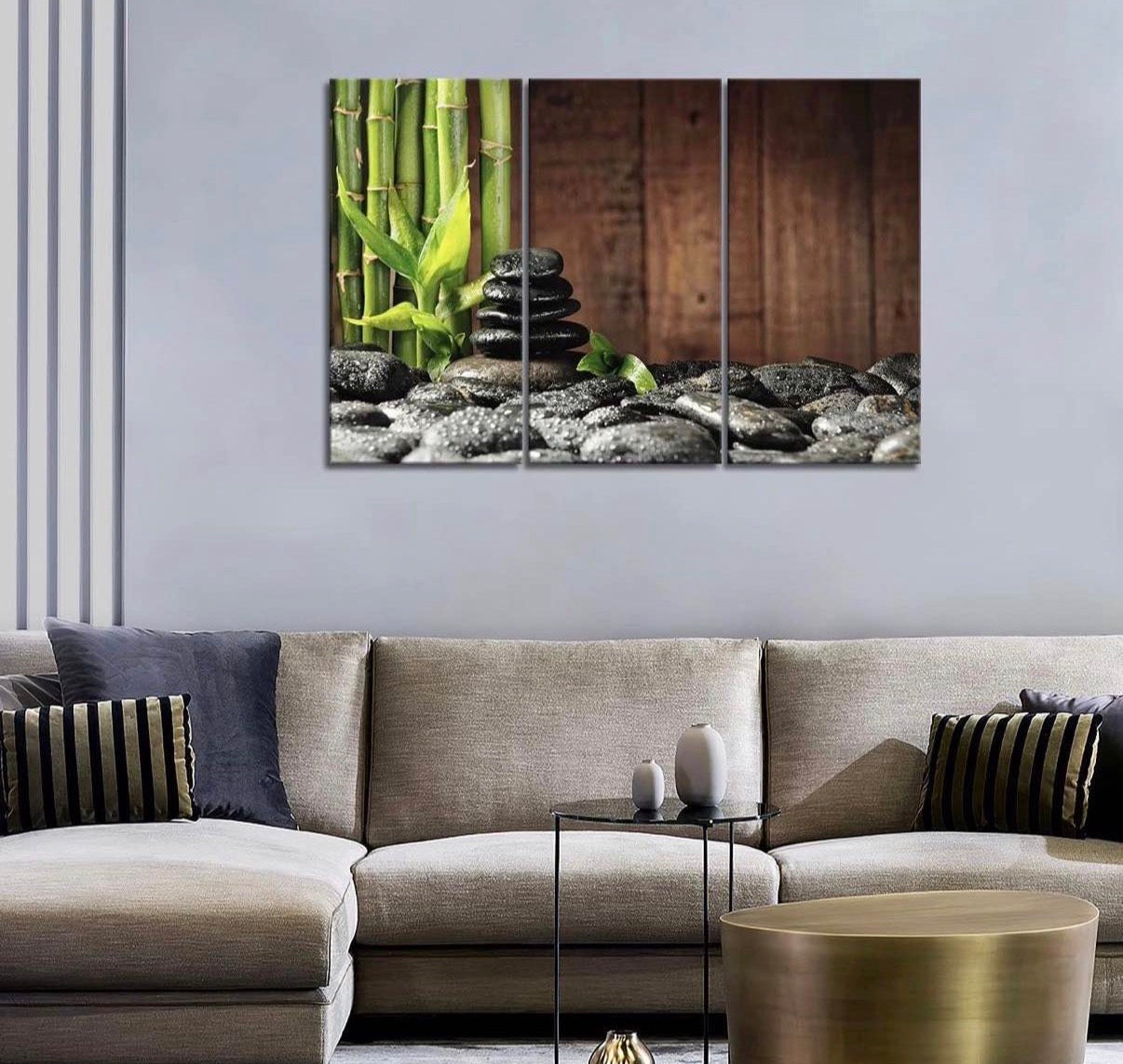 Wall Art Bamboo Canvas Green Spa Wooden Background