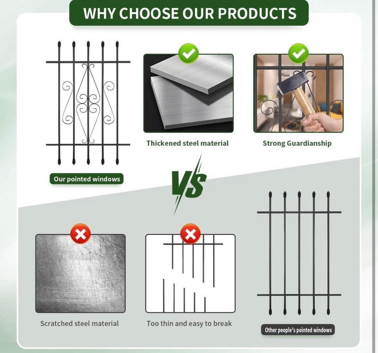 2 pack Window Security Bars Guards