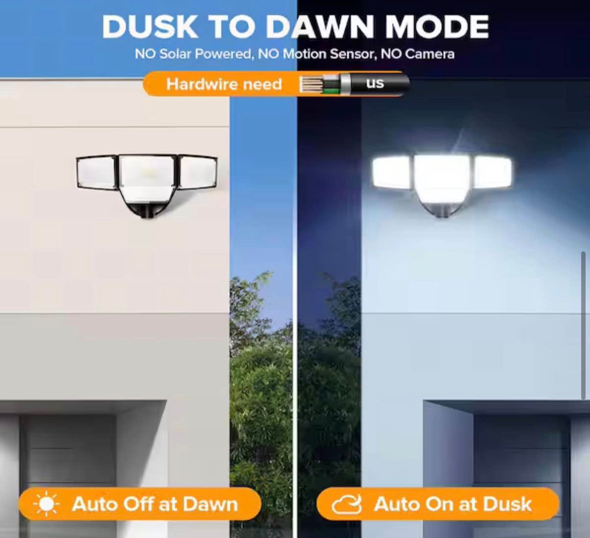 9000-lumens 320° Dusk to Dawn LED Flood Light