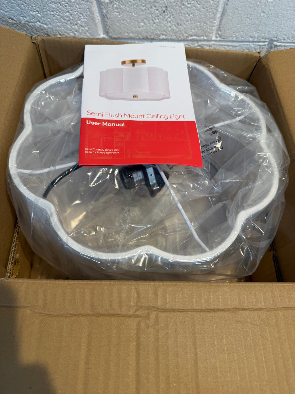 White LED Semi-Flush Mount Ceiling Light Fixture