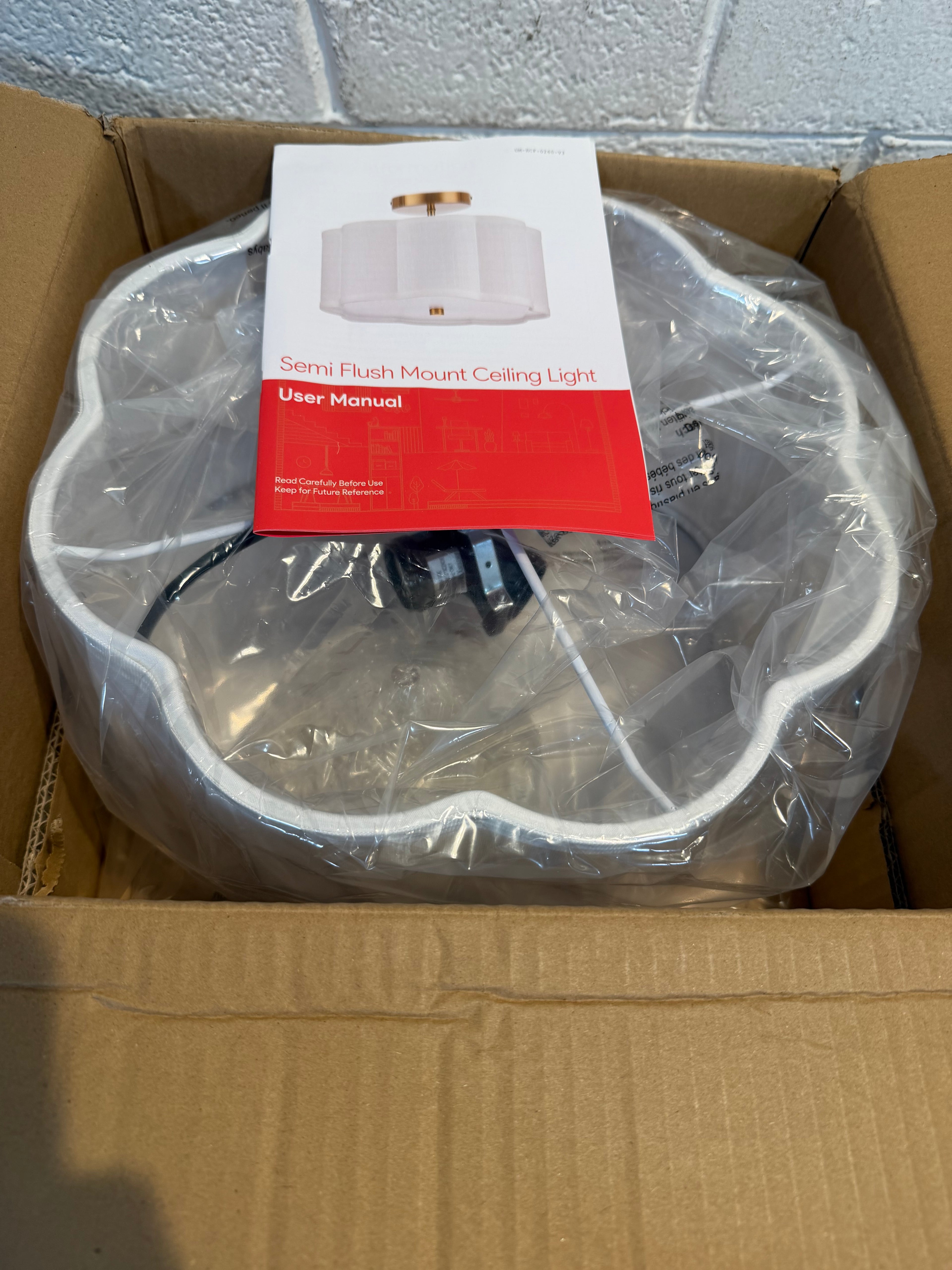 White LED Semi-Flush Mount Ceiling Light Fixture