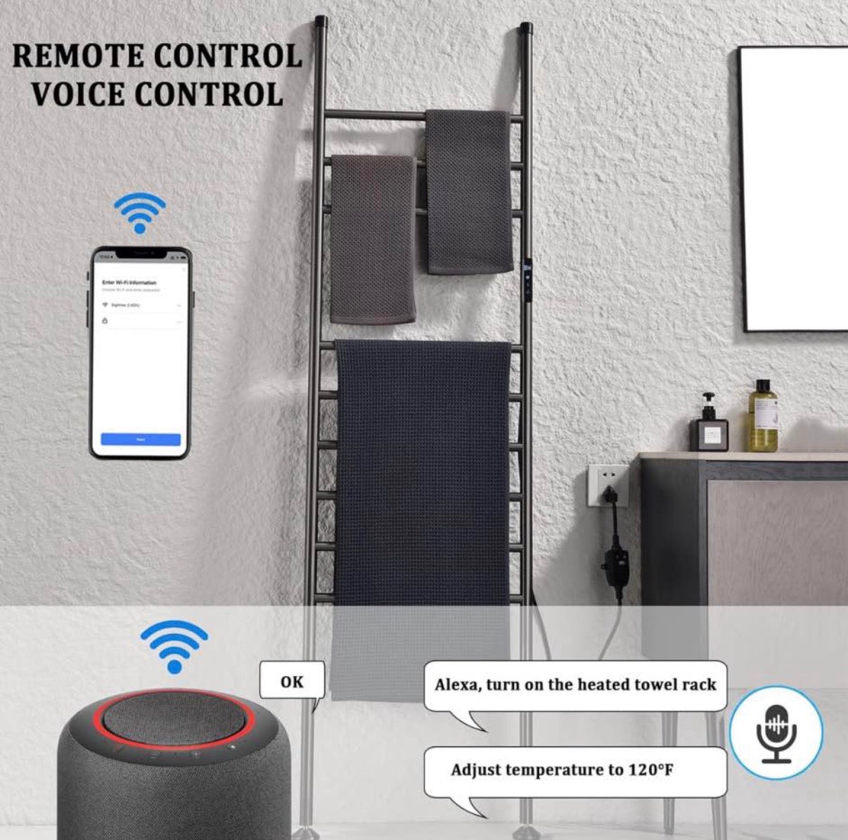 Smart WiFi Towel Warmer Voice Control Hot Towel Rack (used)
