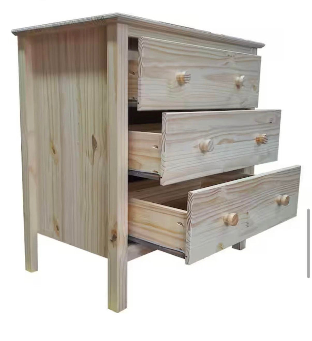 Unfinished 3-Drawer Chest , night stand ￼