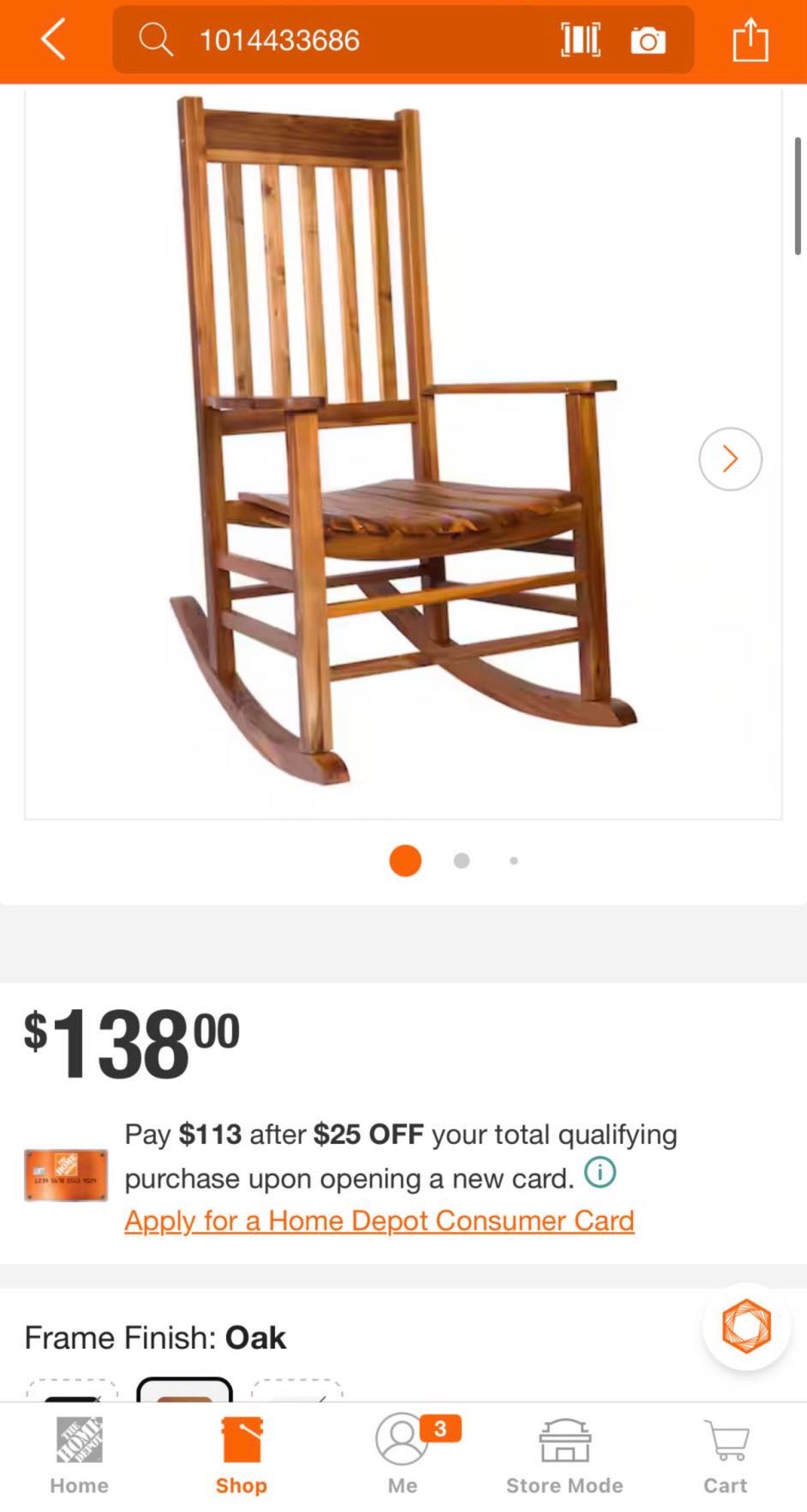 44"H Oak Porch Rocking Chair
