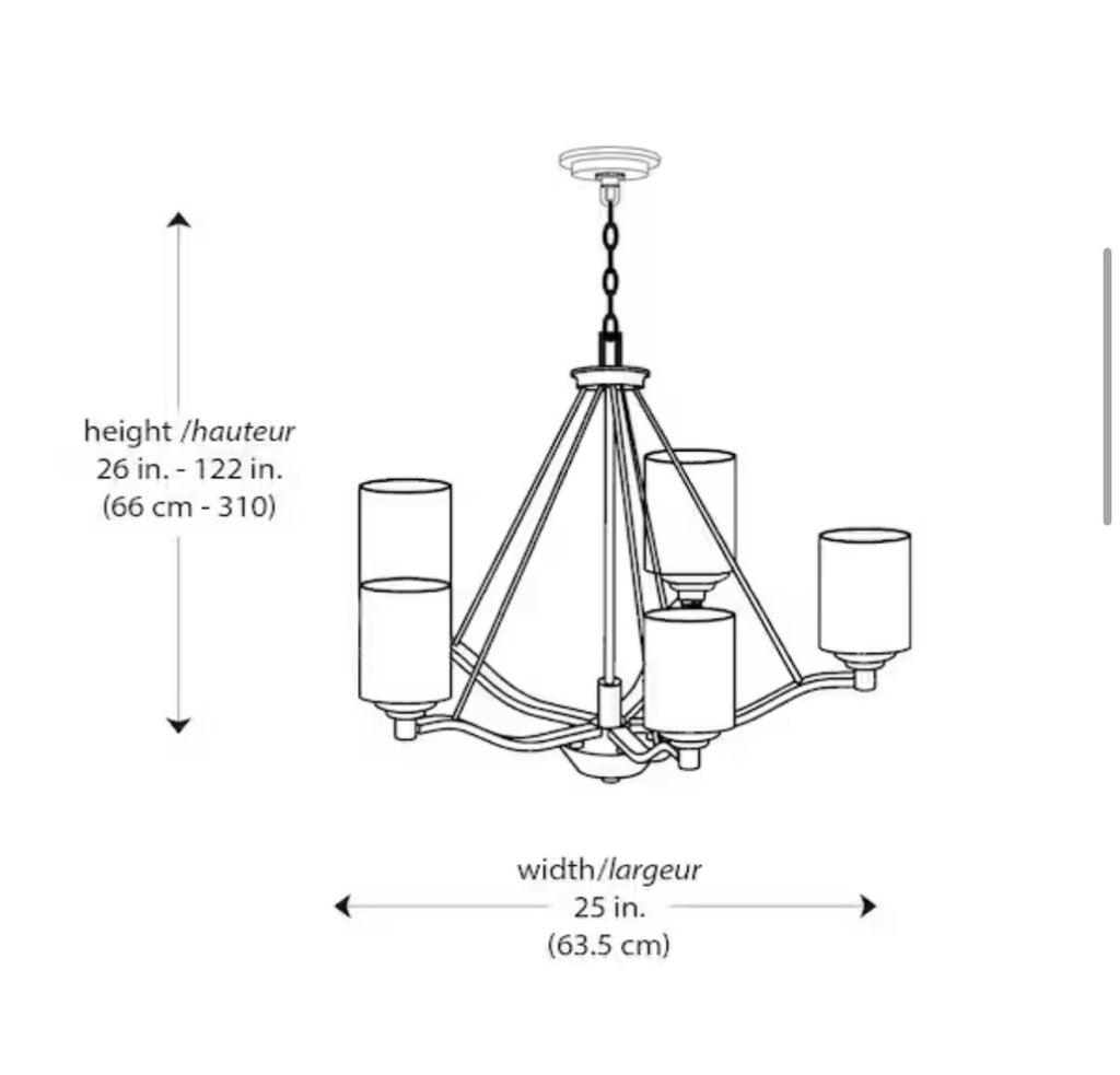 5-Light Brushed Nickel Candle Chandelier Light Fixture