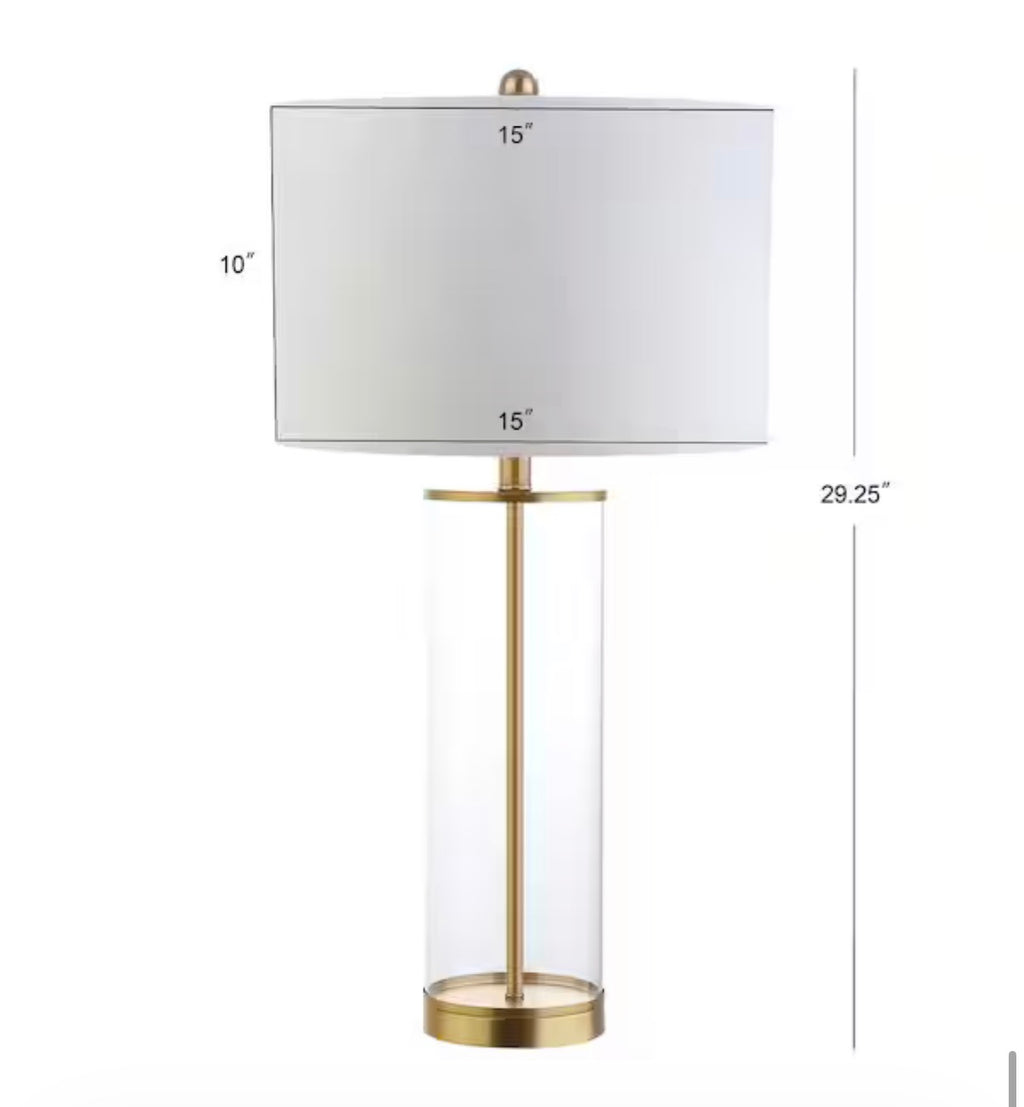 Collins 29 in. H Brass Gold Glass Table Lamp