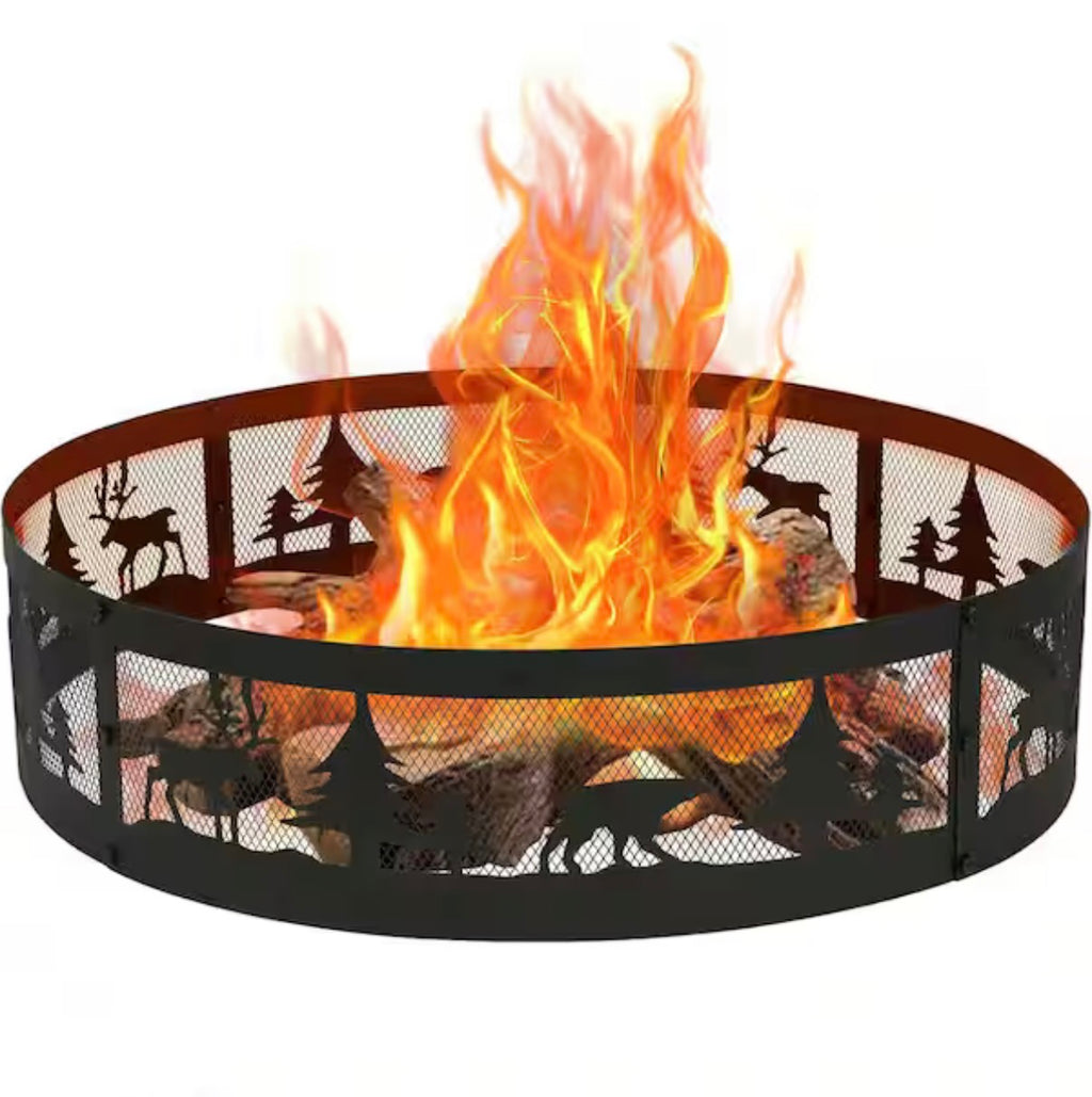 36 in. Metal Wood Burning Outdoor Fire Pit Ring