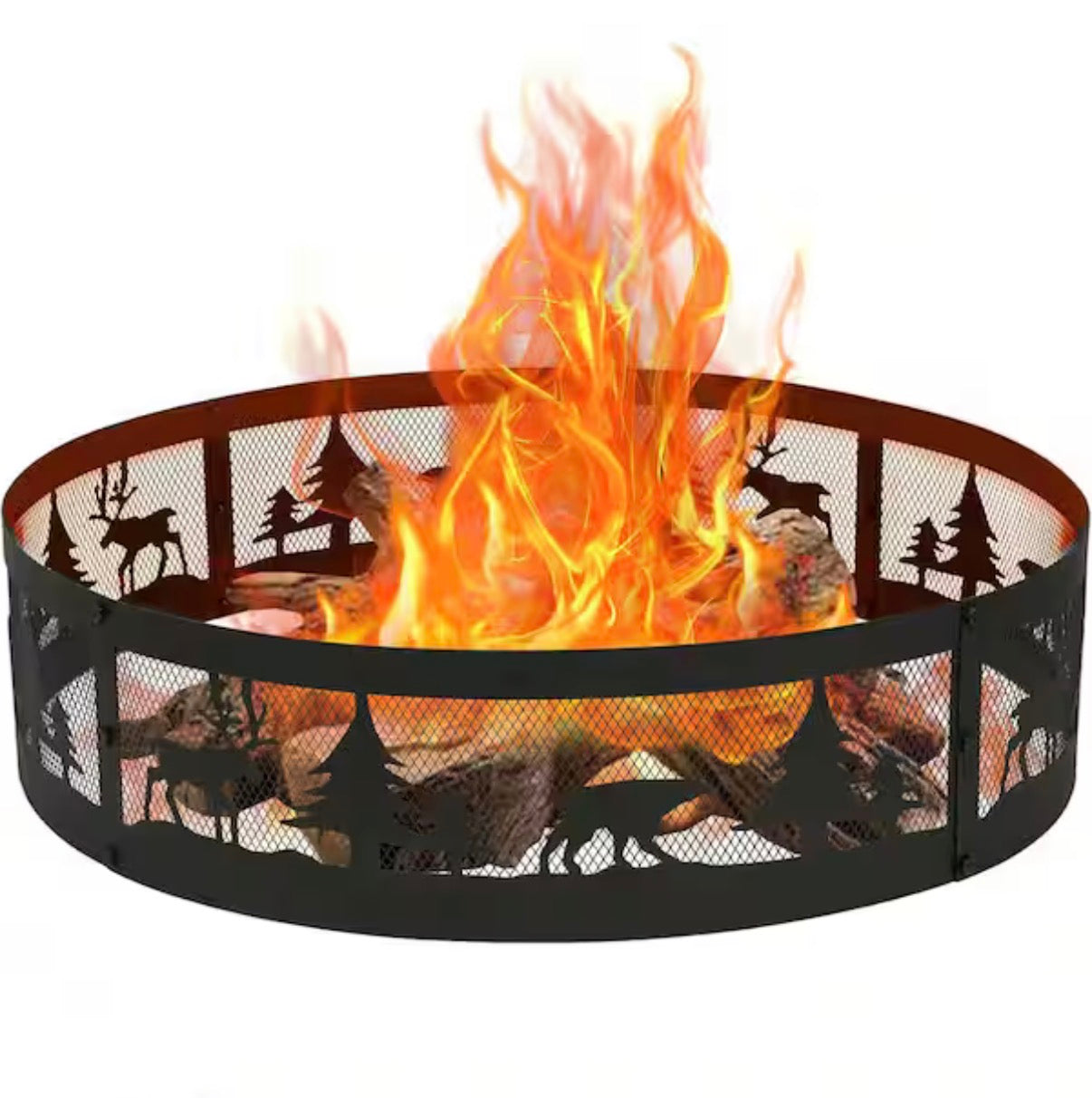 36 in. Metal Wood Burning Outdoor Fire Pit Ring